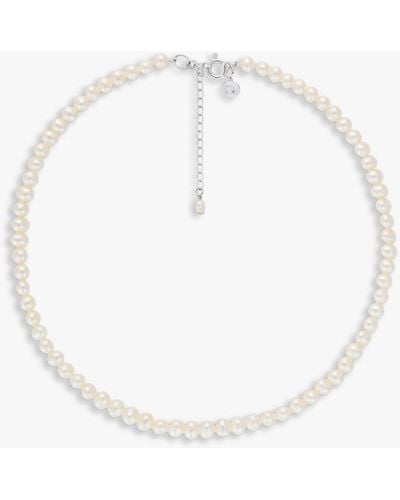 Claudia Bradby Sterling Silver Freshwater Pearl Collar Necklace - White