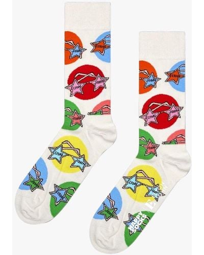 Happy Socks Elton Glasses Sock - White