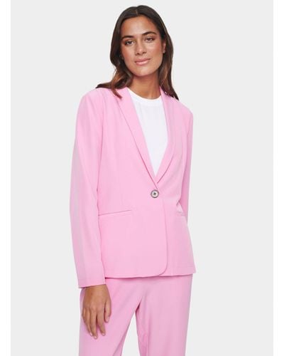 Saint Tropez Celest Shawl Collar Button Blazer - Pink