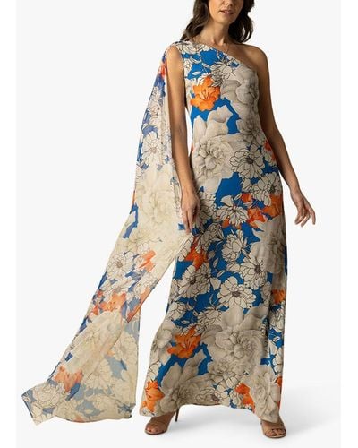 Raishma Celine Floral One Shoulder Maxi Dress - Blue