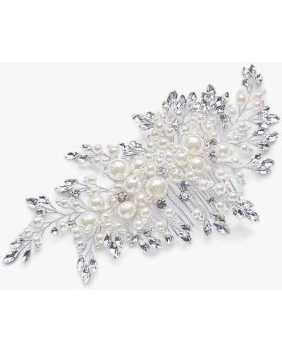 Ivory & Co. Crystal And Faux Pearl Cluster Hair Comb - White