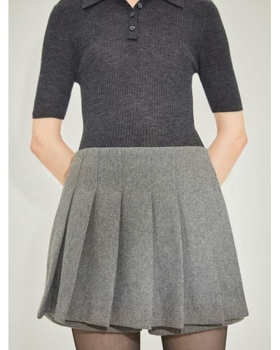 Mango Lux Pleated Front Wool Blend Shorts - Grey
