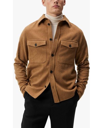 J.Lindeberg Flat Wool Overshirt - Brown