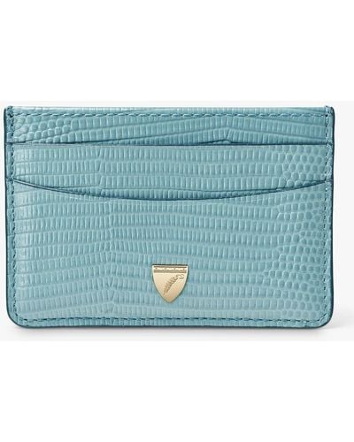 Aspinal of London Slim Reptile Effect Leather Card Holder - Blue