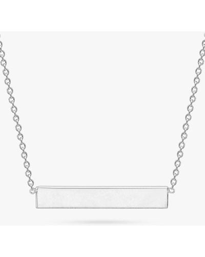 Ib&b Personalised 9ct White Gold Horizontal Bar Initial Pendant Necklace