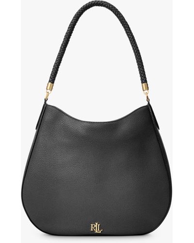 Lauren by Ralph Lauren Pebbled Leather Charli Shoulder Bag - Black