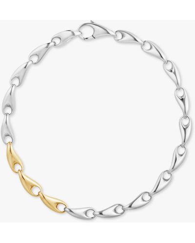 Georg Jensen Organic Links 18ct Yellow Gold & Sterling Silver Chain Bracelet - Metallic