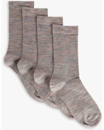 John Lewis Merino Wool Mix Ankle Socks - Grey
