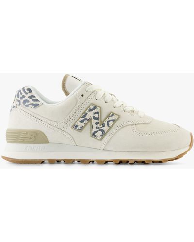 New Balance 574 Animal Suede Blend Trainers - White