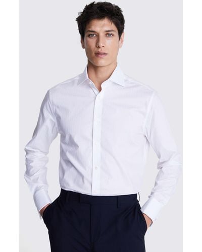 Moss Tailored Fit Self Stripe Shirt - White