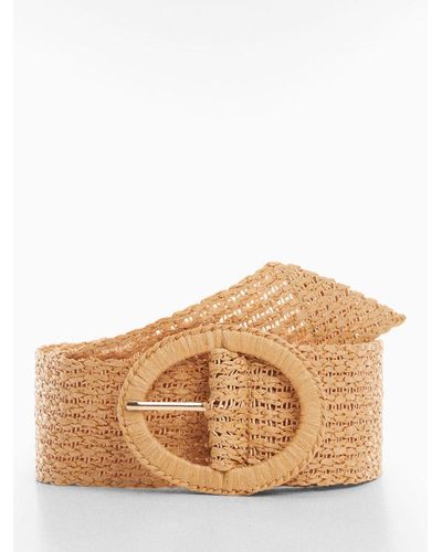 Mango Miri Raffia Buckle Belt - Brown