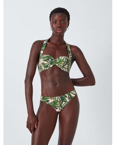 John Lewis Tropic Palm Print Bikini Bottoms - Green