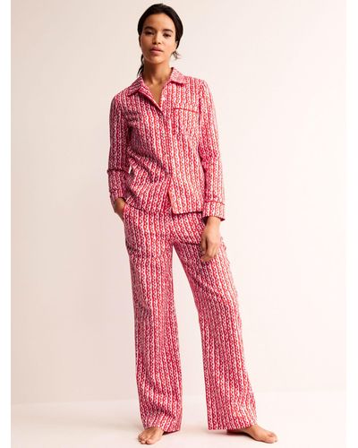 Boden Heart Sateen Pyjama Bottoms - Pink