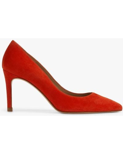 LK Bennett Floret Suede Stiletto Heel Court Shoes - Red
