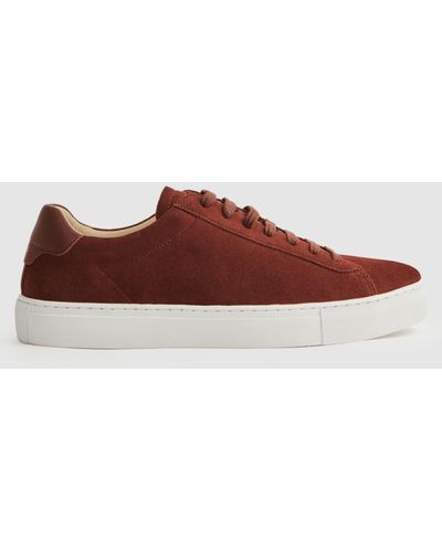 Reiss Finley Suede Lace Up Trainers - Brown