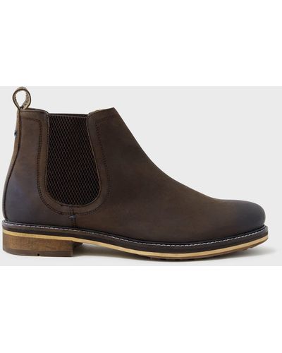 Crew Parker Leather Chelsea Boots - Brown
