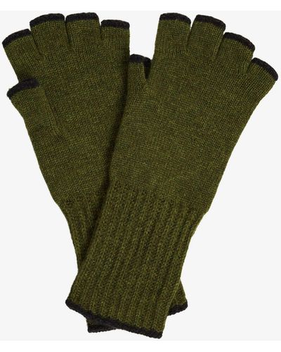 Brora Cashmere Fingerless Gloves - Green