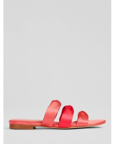 LK Bennett Jayla Satin Triple Strap Flat Sandals - Pink