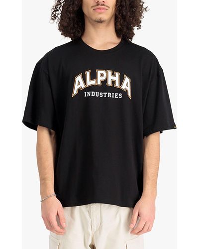Alpha Industries University Logo Crew Neck T-shirt - Black