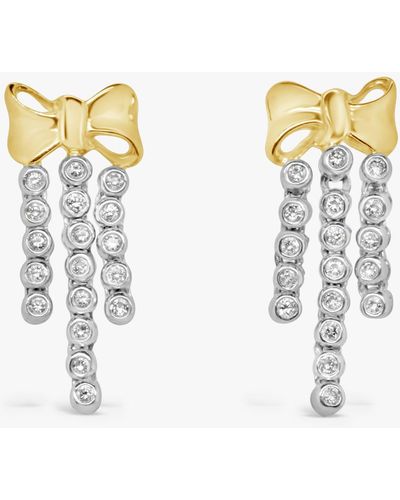 Milton & Humble Jewellery Second Hand White & Yellow Gold Diamond Drop Earrings - Metallic