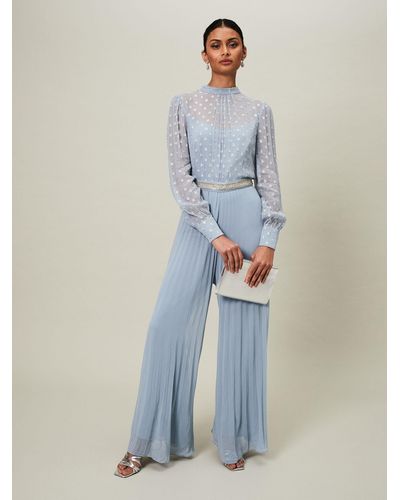Phase Eight Charley Pleated Wide Leg Jumpsuit - Blue