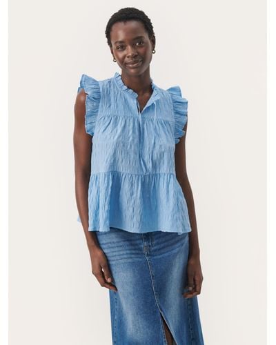 Part Two Gimaline Sleeveless Ruffles Blouse - Blue