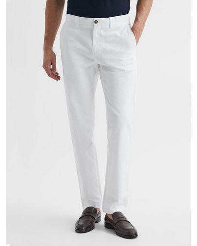 Reiss Pitch Slim Fit Stretch Cotton Chino Trousers - White