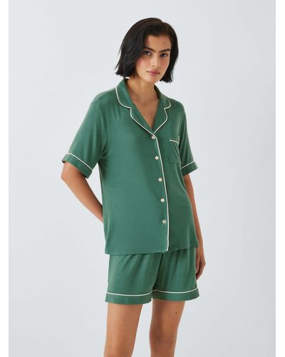 John Lewis Aria Shirt Shorty Pyjama Set - Green