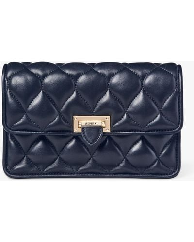 Aspinal of London Lottie Pillow Quilted Lambskin Clutch Bag - Blue