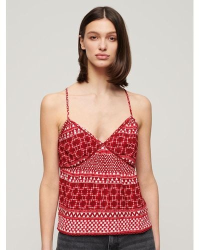 Superdry Printed Woven Cami Top - Red