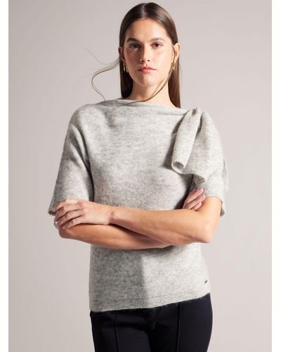 Ted Baker Teebow Statement Bow Knitted Top - Grey