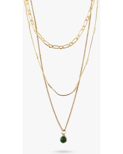 Orelia Swarovski Drop Emerald 3-row Necklace - White