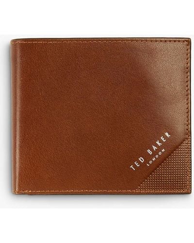 Ted Baker Prug Leather Bifold Wallet - Brown