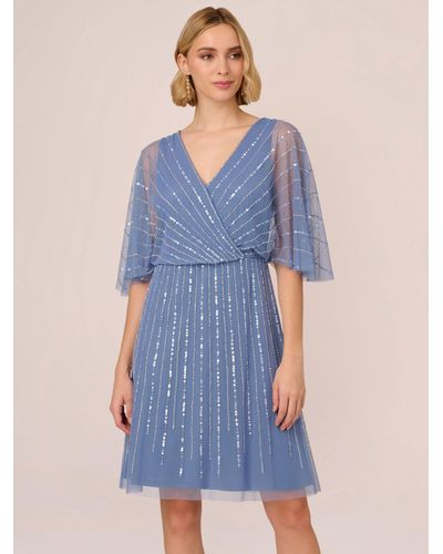 Adrianna Papell Papell Studio Beaded Mini Dress - Blue