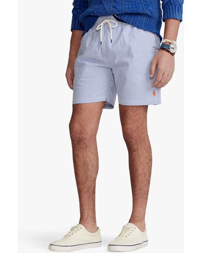 Ralph Lauren Polo Seersucker Stripe Traveller Swim Shorts - Blue
