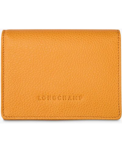 Longchamp Le Foulonné Compact Leather Wallet - Orange