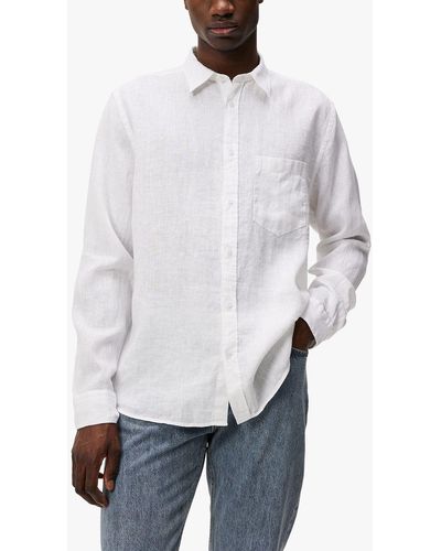 J.Lindeberg Regular Fit Long Sleeve Linen Shirt - White