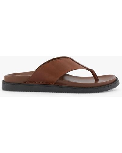 Dune Iddolise Leather Toe Post Sandals - Brown
