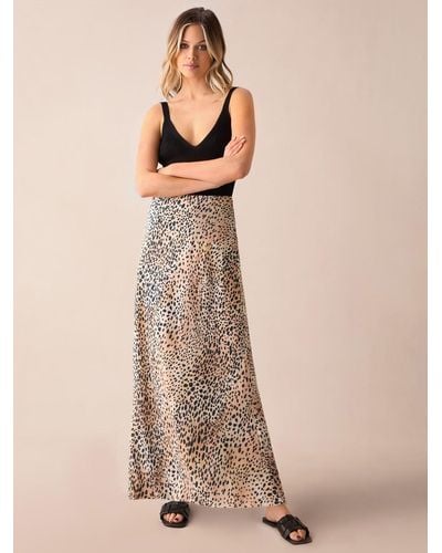 Ro&zo Leopard Print Bias Cut Maxi Skirt - Natural