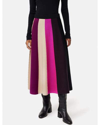 Jigsaw Midi Stripe Merino Skirt - Pink