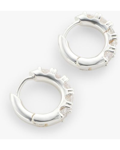 John Lewis Cubic Zirconia Huggie Hoop Earrings - White