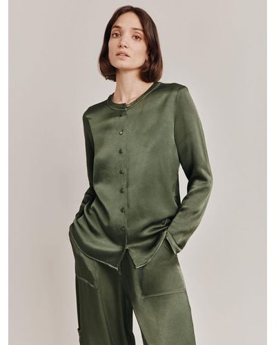 Ghost Efie Satin Blouse - Green