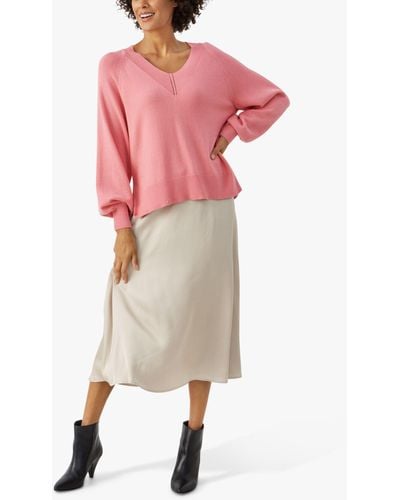 Part Two Taleen V-neck Sleeve Pullover Jumper - Pink