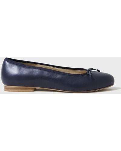 Crew Leather Ballerina Court Shoes - Blue