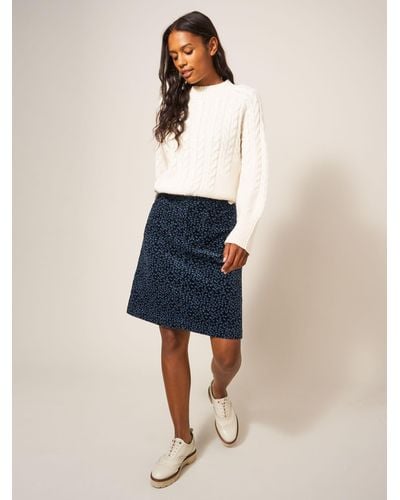White Stuff Melody Organic Cord Skirt - Blue