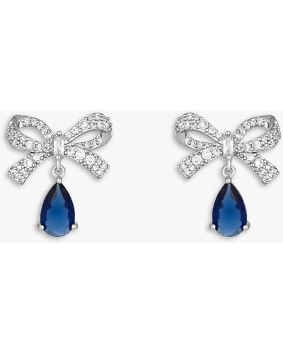 Jon Richard Cubic Zirconia Bow & Blue Peardrop Earrings - White