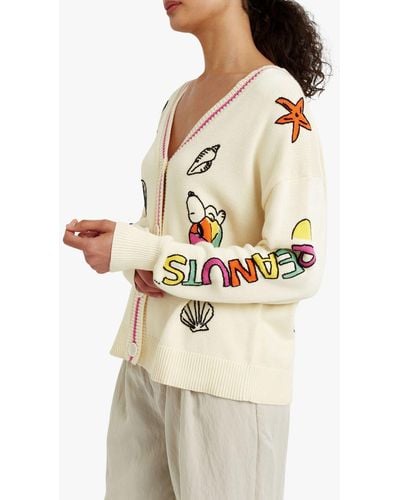 Chinti & Parker Snoopy Beach Print Cardigan - Natural