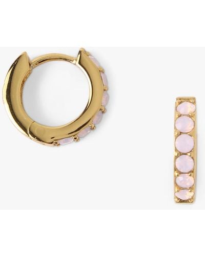 Orelia Rose Opal Swarovski Pave Huggie Hoop Earrings - Metallic