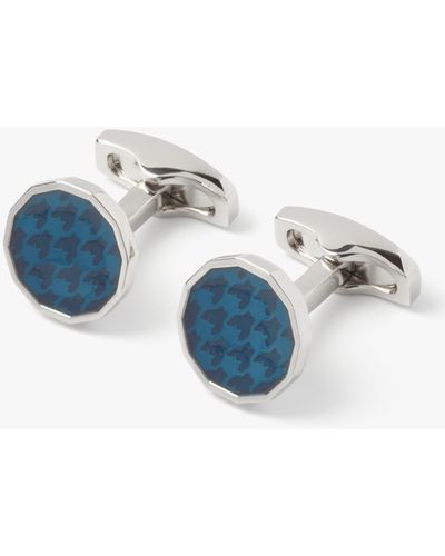 Simon Carter Dogtooth Enamel Cufflinks - Blue