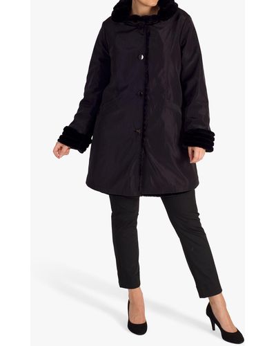 Chesca Faux Fur Lined Reversible Coat - Black